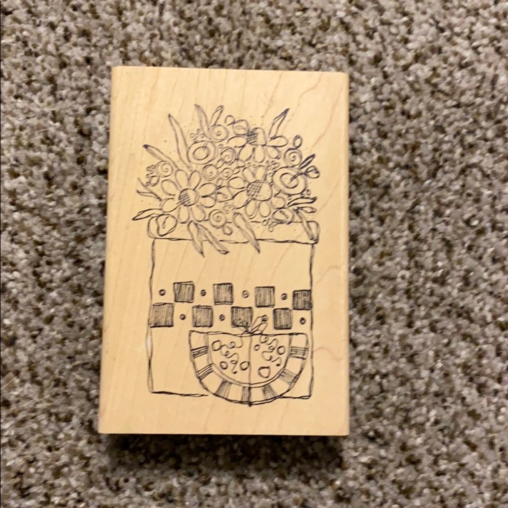 Flowers in a pot rubber stamp